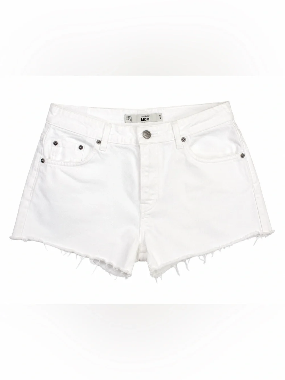 Topshop White Mom Cutoff Denim Shorts Size 8